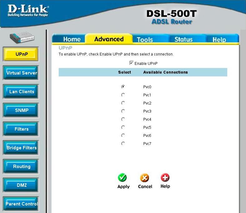 Включаем UPnP Включаем режим UPnP в D-Link DSL 500T