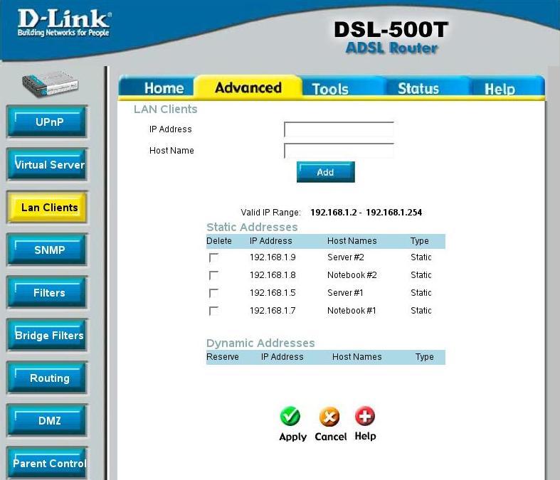Настраиваем lan clients для порт форвардинга прописываем IP-адреса клиентов для настройки port forwarding